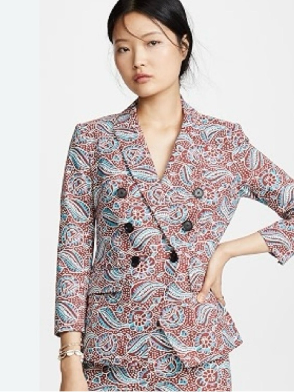 Veronica Beard Empire Paisley Double Breasted Blazer 10